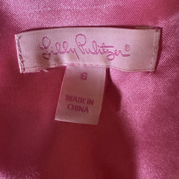 Lilly Pulitzer Raya pink and gold strapless silk blend dress Size 6 - Picture 10 of 13